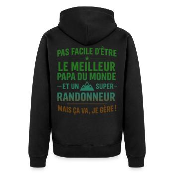 Super Papa Randonneur randonnée cadeau père - Veste à capuche bio Premium Unisexe - noir - Dos - Nico (187cm)