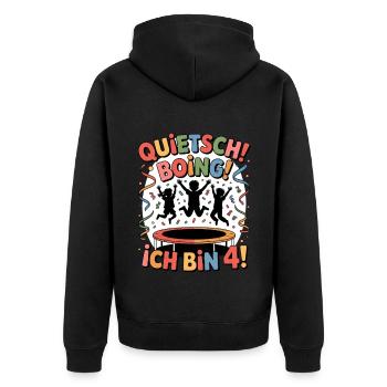 Geburtstagsshirt Trampolin Geburtstag 4 Jahre - Unisex Premium Bio Zip Hoodie - Schwarz - Hinten - Nico (187cm)