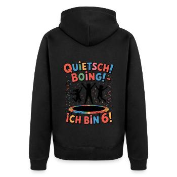 Geburtstagsshirt Trampolin Geburtstag 6 Jahre - Unisex Premium Bio Zip Hoodie - Schwarz - Hinten - Nico (187cm)