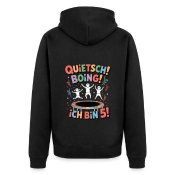 Geburtstagsshirt Trampolin Geburtstag 5 Jahre - Unisex Premium Bio Zip Hoodie - Schwarz - Hinten - Nico (187cm)
