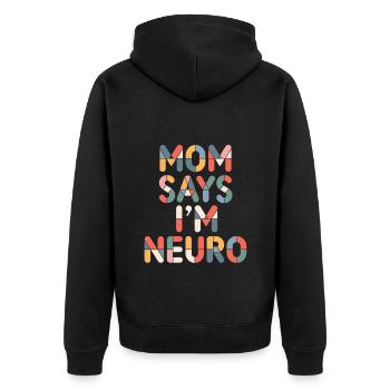 Neurodivers - Unisex Premium Bio Zip Hoodie - Schwarz - Hinten - Nico (187cm)