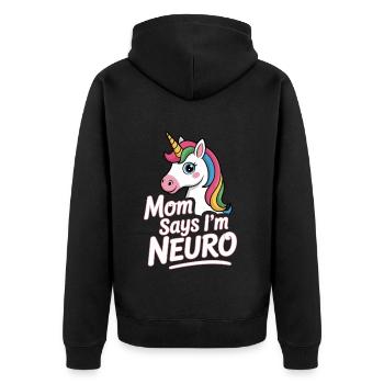 Neurodivers - Unisex Premium Bio Zip Hoodie - Schwarz - Hinten - Nico (187cm)