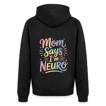 Neurodivers - Unisex Premium Bio Zip Hoodie - Schwarz - Hinten - Nico (187cm)