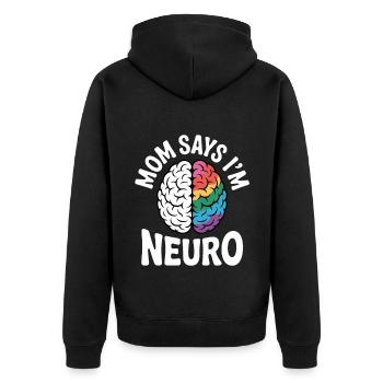 Neurodivers - Unisex Premium Bio Zip Hoodie - Schwarz - Hinten - Nico (187cm)
