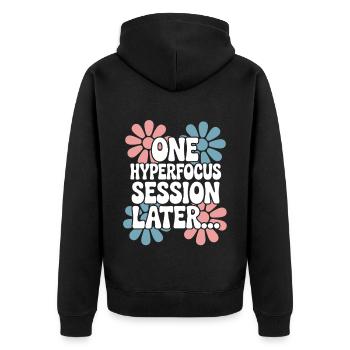ADHD - Unisex Premium Organic Zip Hoodie - black - Back - Nico (187cm)