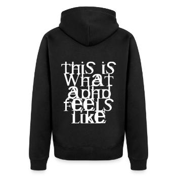 ADHS - Unisex Premium Bio Zip Hoodie - Schwarz - Hinten - Nico (187cm)