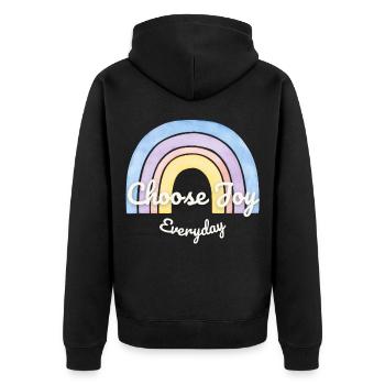 Sag´ja zum Leben - mit Stil! - Unisex Premium Bio Zip Hoodie - Schwarz - Hinten - Nico (187cm)