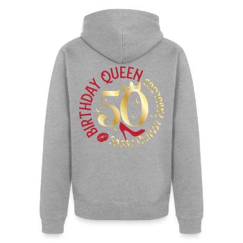 50. Geburtstag Queen Sassy Classy Fabulous - Unisex Premium Bio Zip Hoodie - Grau meliert - Hinten - Nico (187cm)