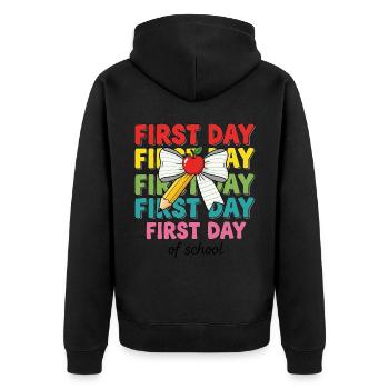 Back To School First Day Of School - Unisex Premium Organic Zip Hoodie - black - Back - Nico (187cm)