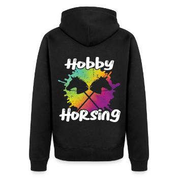 Hobby Horsing - Hobby Horse - Unisex Premium Bio Zip Hoodie - Schwarz - Hinten - Nico (187cm)