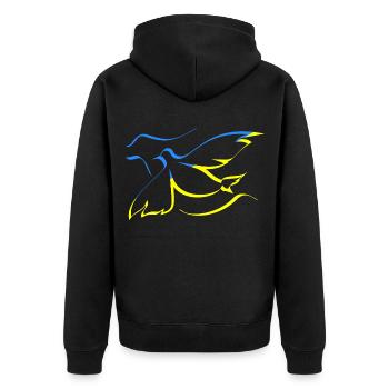 Ukraine - Unisex Premium Bio Zip Hoodie - Schwarz - Hinten - Nico (187cm)