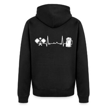 Pickleball - Unisex Premium Bio Zip Hoodie - Schwarz - Hinten - Nico (187cm)