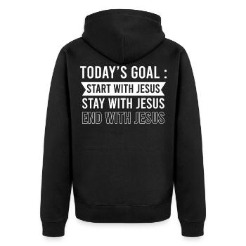 Bible Verse - Unisex Premium Organic Zip Hoodie - black - Back - Nico (187cm)