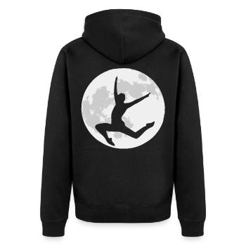 Dancers dance in front of a full moon - Unisex Premium Organic Zip Hoodie - black - Back - Nico (187cm)