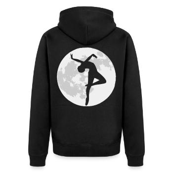 Tänzerin vor einem Vollmond - Unisex Premium Bio Zip Hoodie - Schwarz - Hinten - Nico (187cm)