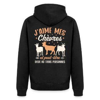 J'aime mes Chevres - Veste à capuche bio Premium Unisexe - noir - Dos - Nico (187cm)