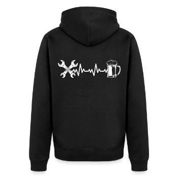 Retro Vintage Agricultural Machinery Mechanic Locksmith - Unisex Premium Organic Zip Hoodie - black - Back - Nico (187cm)