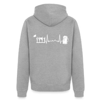 Spielmannszug Blasorchester Blaskapelle Blasmusik - Unisex Premium Bio Zip Hoodie - Grau meliert - Hinten - Nico (187cm)