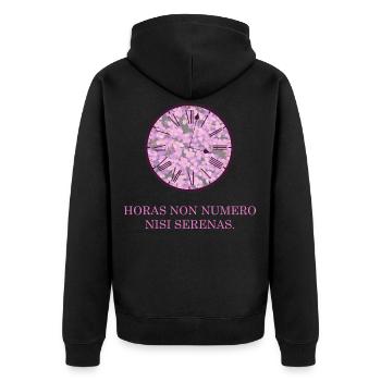 ich zähle nur die heiteren stunden latein - Unisex Premium Bio Zip Hoodie - Schwarz - Hinten - Nico (187cm)