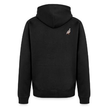 Steinhuhn - Unisex Premium Bio Zip Hoodie - Schwarz - Hinten - Nico (187cm)