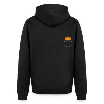 Citrouille - Dans la poche poitrine / poche chemise - Veste à capuche bio Premium Unisexe - noir - Dos - Nico (187cm)