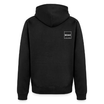 BOAH REIN IN DIE FUTTERLUKE - Unisex Premium Bio Zip Hoodie - Schwarz - Hinten - Nico (187cm)