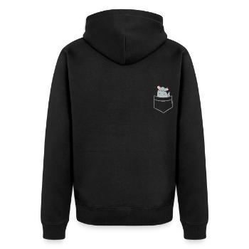 Chinchilla - Dans la poche poitrine / poche chemise - Veste à capuche bio Premium Unisexe - noir - Dos - Nico (187cm)