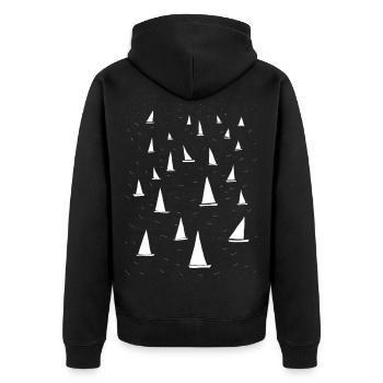 Sailing - Unisex Premium Organic Zip Hoodie - black - Back - Nico (187cm)
