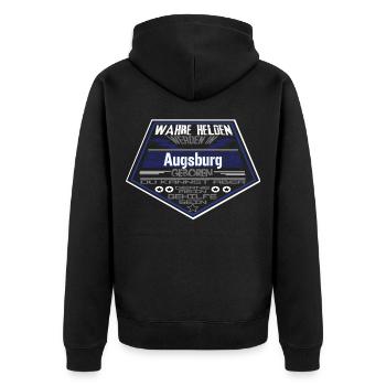 Wahre Helden Augsburg - Unisex Premium Bio Zip Hoodie - Schwarz - Hinten - Nico (187cm)