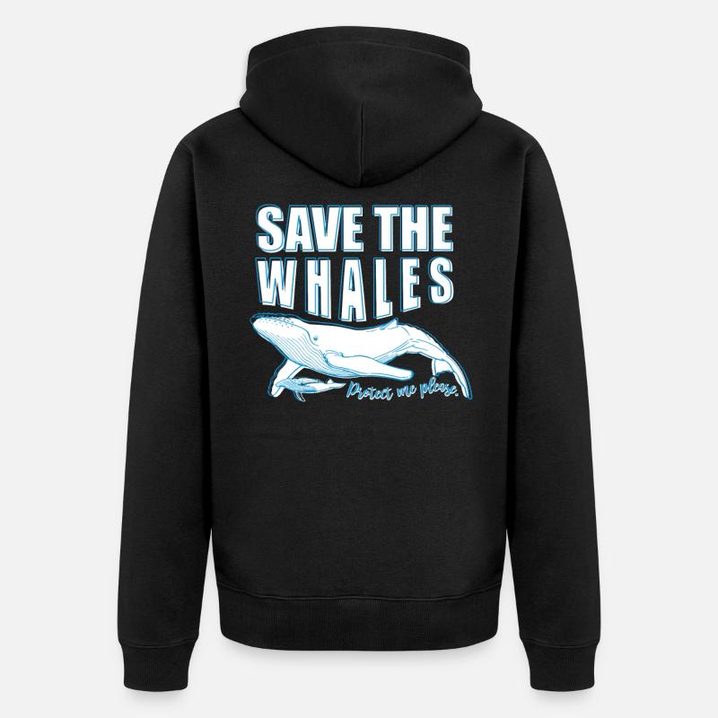 Sauvez les baleines - Veste à capuche bio Premium Unisexe - noir