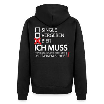 Single Vergeben Bier Trinker Geschenk T Shirt - Unisex Premium Bio Zip Hoodie - Schwarz - Hinten - Nico (187cm)