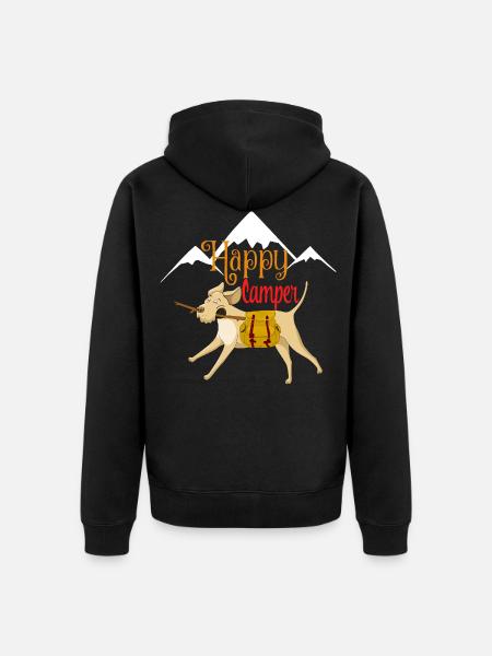 Hiking hiker dog dog owner puppy camping - Unisex Premium Organic Zip Hoodie - black