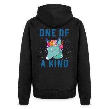 Einzigartig. Einzigartiger Dow.Magische Geschenke.Hirsch. Fohlen - Unisex Premium Bio Zip Hoodie - Schwarz - Hinten - Nico (187cm)