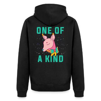 Einer von einer Art. Einzigartige Dow.Magical Gifts.Deer.Foal - Unisex Premium Bio Zip Hoodie - Schwarz - Hinten - Nico (187cm)