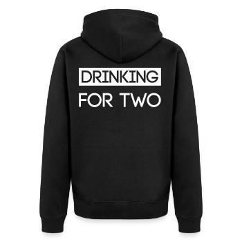 Drinking for two shirt - Unisex Premium Bio Zip Hoodie - Schwarz - Hinten - Nico (187cm)