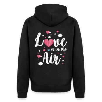 Love is in the air - Liebe liegt in der Luft - Unisex Premium Organic Zip Hoodie - black - Back - Nico (187cm)