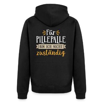 Für Pillepalle bin ich nicht zuständig - Unisex Premium Bio Zip Hoodie - Schwarz - Hinten - Nico (187cm)