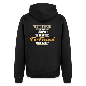 Dieser MANN - der coolste Ex-Freund der Welt - Unisex Premium Bio Zip Hoodie - Schwarz - Hinten - Nico (187cm)