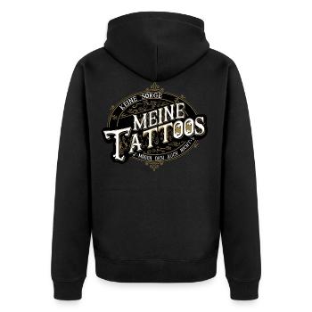 Meine Tatoos MÖGEN DICH AUCH NICHT lustiges shirt - Unisex Premium Bio Zip Hoodie - Schwarz - Hinten - Nico (187cm)