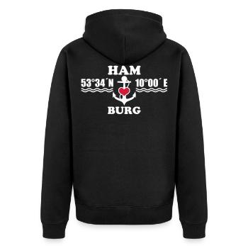 Coordonne Hambourg ancre 2c B - Veste à capuche bio Premium Unisexe - noir - Dos - Nico (187cm)