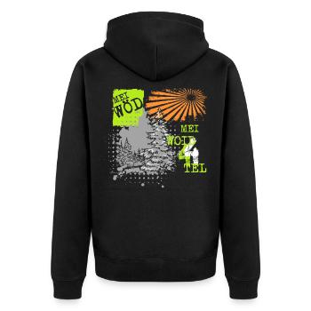 Mei Woid4tel - Unisex Premium Bio Zip Hoodie - Schwarz - Hinten - Nico (187cm)