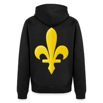 Goldene Lilie - Unisex Premium Bio Zip Hoodie - Schwarz - Hinten - Nico (187cm)