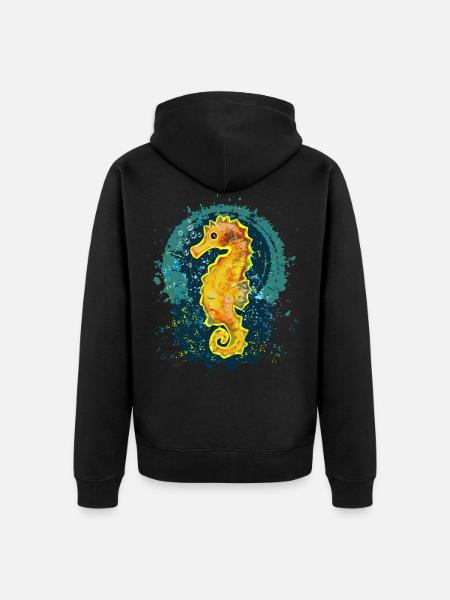Fröhliches Seepferdchen - Unisex Premium Bio Zip Hoodie - Schwarz