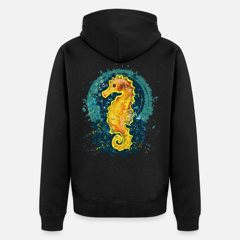 Fröhliches Seepferdchen - Unisex Premium Bio Zip Hoodie - Schwarz