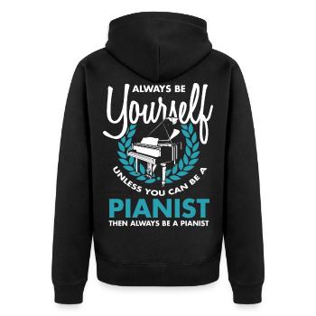 Klavier Piano Pianist Musik Instrument Geschenk - Unisex Premium Bio Zip Hoodie - Schwarz - Hinten - Nico (187cm)