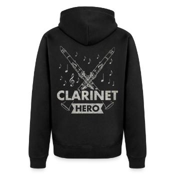 Klarinette - Unisex Premium Bio Zip Hoodie - Schwarz - Hinten - Nico (187cm)
