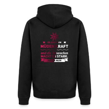 Il donne au fatigué et au faible fort - Veste à capuche bio Premium Unisexe - noir - Dos - Nico (187cm)