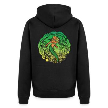 Meerjungfrau Seejungfrau Nixe Märchen - Unisex Premium Bio Zip Hoodie - Schwarz - Hinten - Nico (187cm)