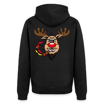 84 Hirsch Rudolph Bart Zigare Brille Humor Gag - Unisex Premium Bio Zip Hoodie - Schwarz - Hinten - Nico (187cm)