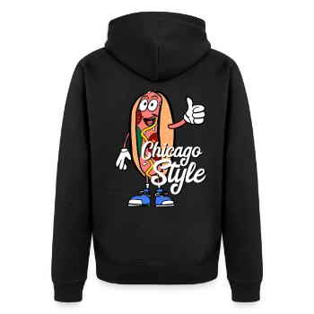 Hot dog chicago style - Unisex Premium Organic Zip Hoodie - black - Back - Nico (187cm)